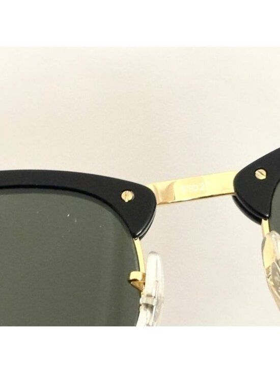 NEW Clubmaster Ray Ban ORB3016 Black on Gold Green Lens Sunglasses w/ Box main image 9